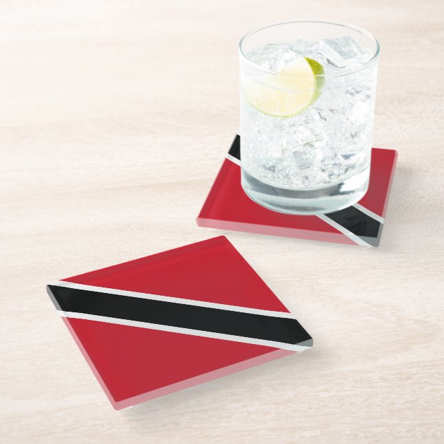 Flagge Trinidad und Tobago Glasuntersetzer (Schrägansicht)