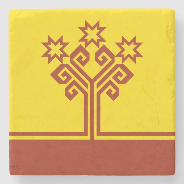 Flagge Tschuwaschiens Steinuntersetzer (Vorderseite)