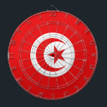 Flagge Tunesiens Dartscheibe<br><div class="desc">Flagge Tunesiens: Sie ist mehrheitlich rot und weist in der Mitte eine weiße Scheibe auf,  in der ein roter Halbmond erscheint,  der einen fünfgliedrigen Stern umgibt.</div>