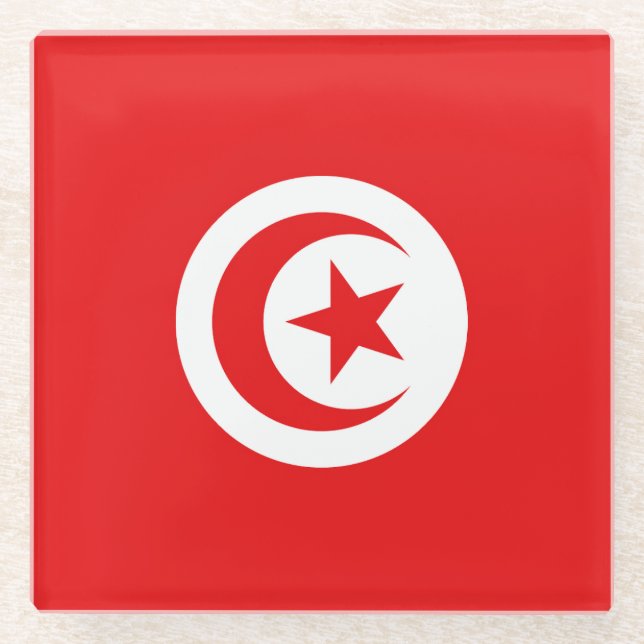 Flagge Tunesiens Glasuntersetzer (Vorderseite)