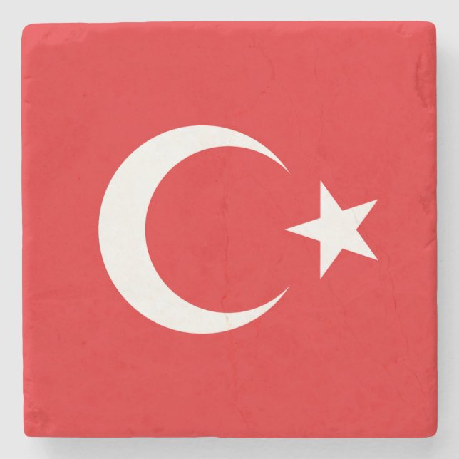 Flagge Türkei Steinuntersetzer (Vorderseite)