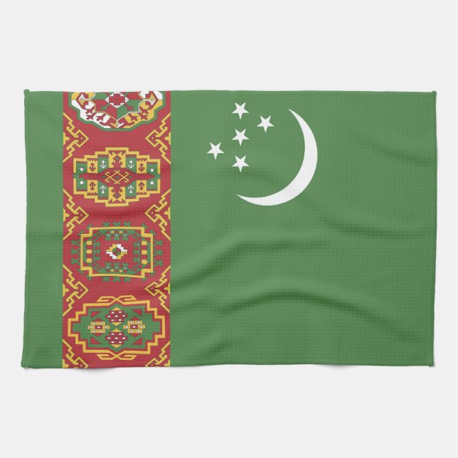 Flagge Turkmenistans Geschirrtuch (Horizontal)