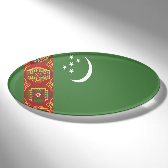 Flagge Turkmenistans Namenschild (Vorderseite)