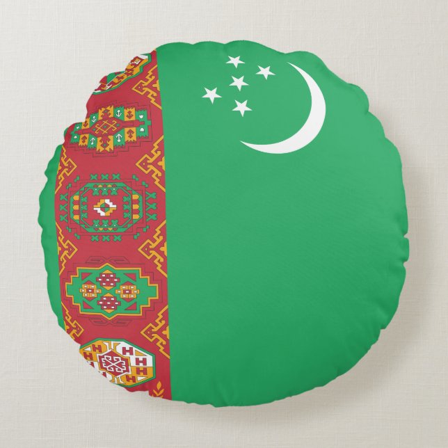 Flagge Turkmenistans Rundes Kissen (Vorderseite)
