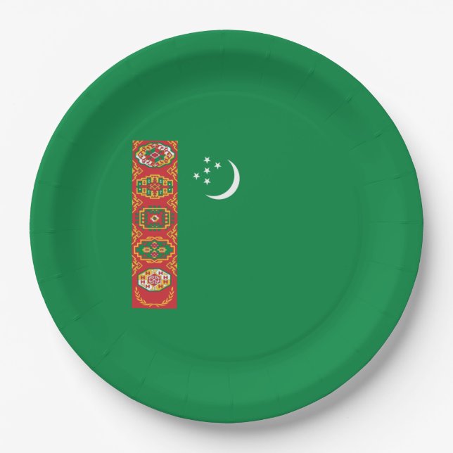 Flagge Turkmenistans (Turkmenien) Pappteller (Vorderseite)