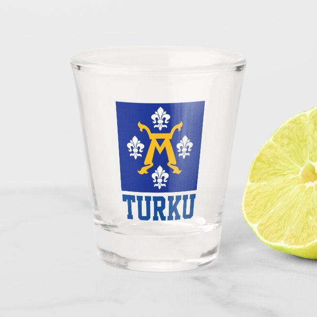 Flagge Turku, Finnland Schnapsglas (Vorderseite)