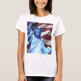Flagge u. Freiheitsstatue Entwurf T-Shirt