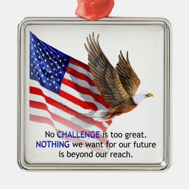 Flagge u. Trumpf-Zitat Eagles Donald J Silbernes Ornament (Vorne)