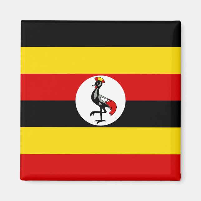 Flagge Ugandas (Uganda) Magnet (Vorne)