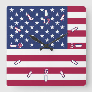 Flagge-Uhr (mit Zahlen) Quadratische Wanduhr
