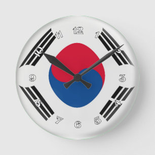 Flagge Uhr-Südkoreas koreanischer Blasen-Entwurf Runde Wanduhr