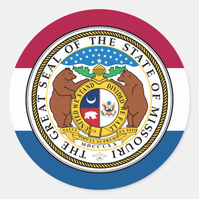 Flagge und Emblem aus Missouri, Flagge Runder Aufkleber (Vorderseite)