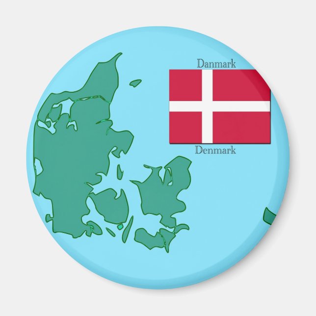 Flagge und Karte Dänemarks Magnet (Vorne)