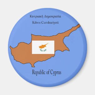 Flagge und Karte der Republik Zypern Magnet