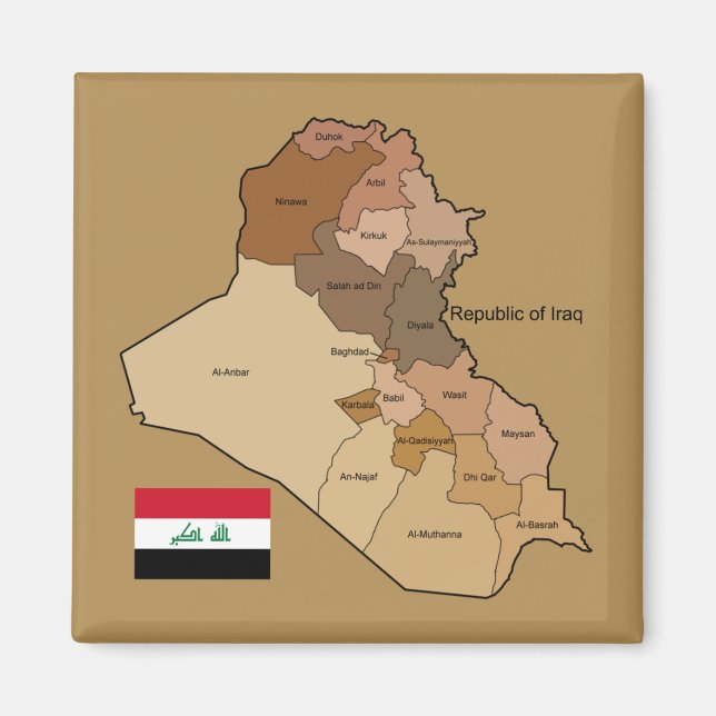 Flagge und Karte Iraks Magnet (Vorne)