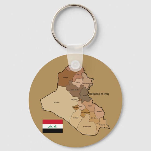 Flagge und Karte Iraks Schlüsselanhänger (Vorderseite)