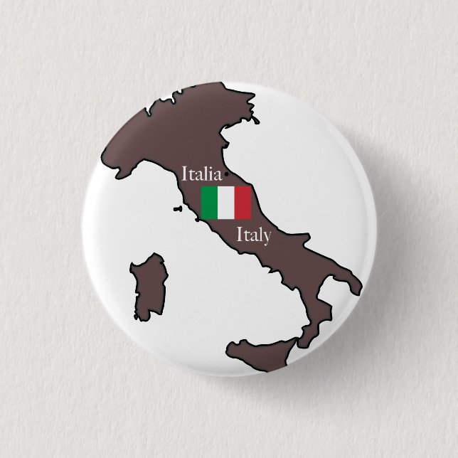 Flagge und Karte Italiens Button (Vorderseite)