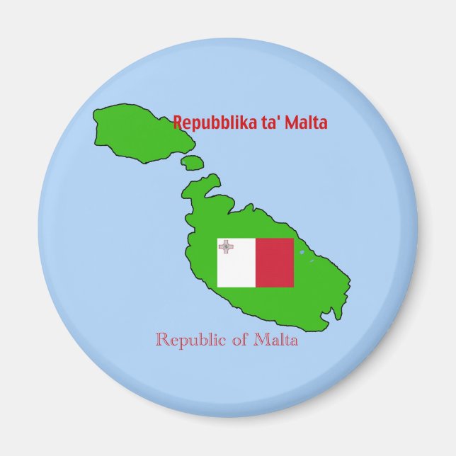Flagge und Karte Maltas Magnet (Vorne)