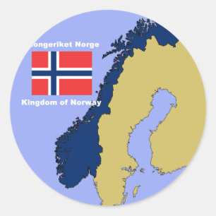 Flagge und Karte Norwegens Runder Aufkleber