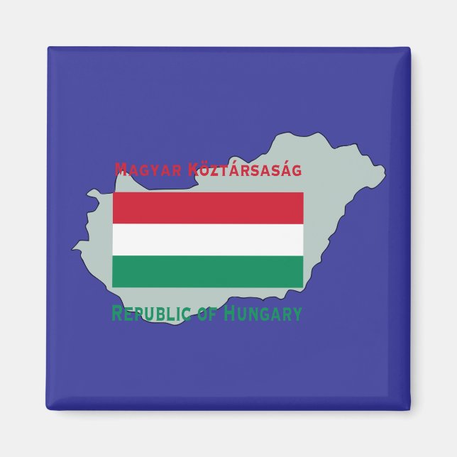 Flagge und Karte Ungarn Magnet (Vorne)