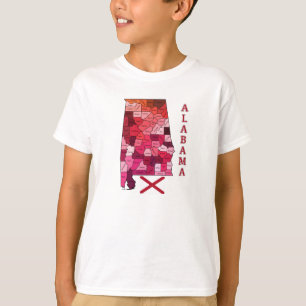 Flagge und Karte von Alabama T-Shirt