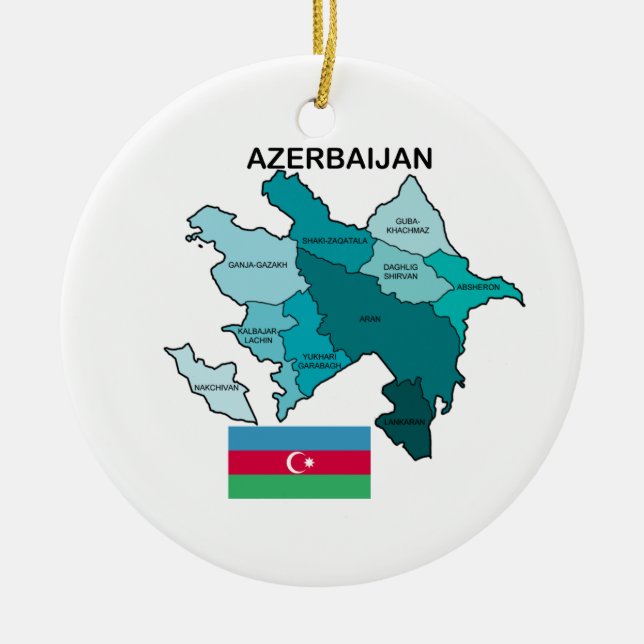 Flagge und Karte von Aserbaidschan Keramikornament (Vorne)