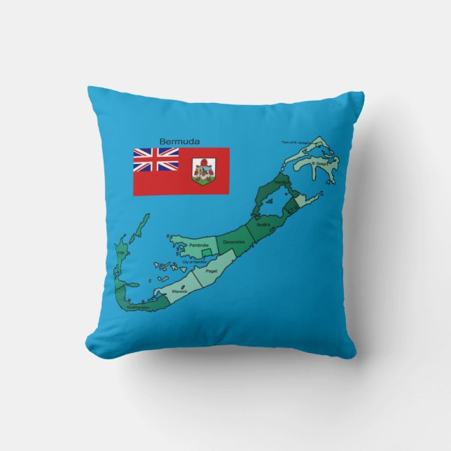 Flagge und Karte von Bermuda Kissen (Vorderseite)