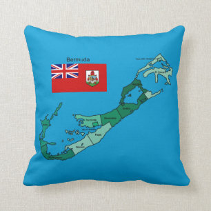 Flagge und Karte von Bermuda Kissen