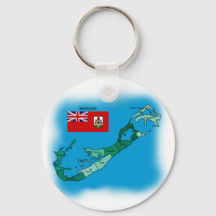 Flagge und Karte von Bermuda Schlüsselanhänger