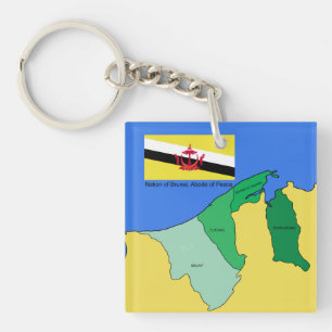 Flagge und Karte von Brunei Schlüsselanhänger