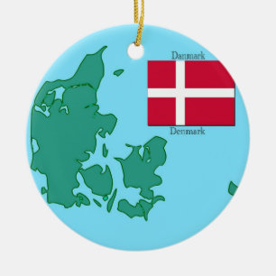 Flagge und Karte von Dänemark Keramik Ornament