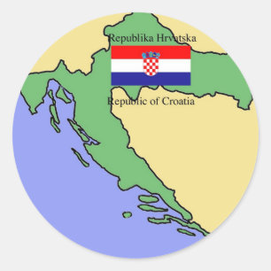 Flagge und Karte von Kroatien Runder Aufkleber