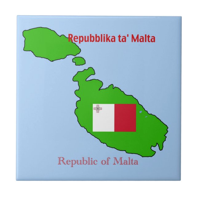 Flagge und Karte von Malta Fliese (Vorderseite)