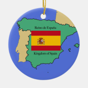 Flagge und Karte von Spanien Keramik Ornament