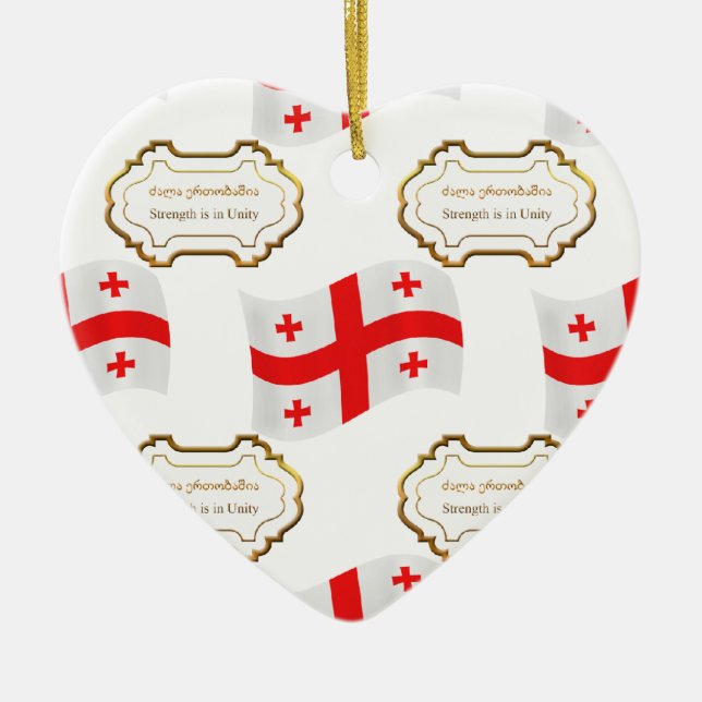 Flagge und Motto von Georgia Keramik Ornament (Vorne)