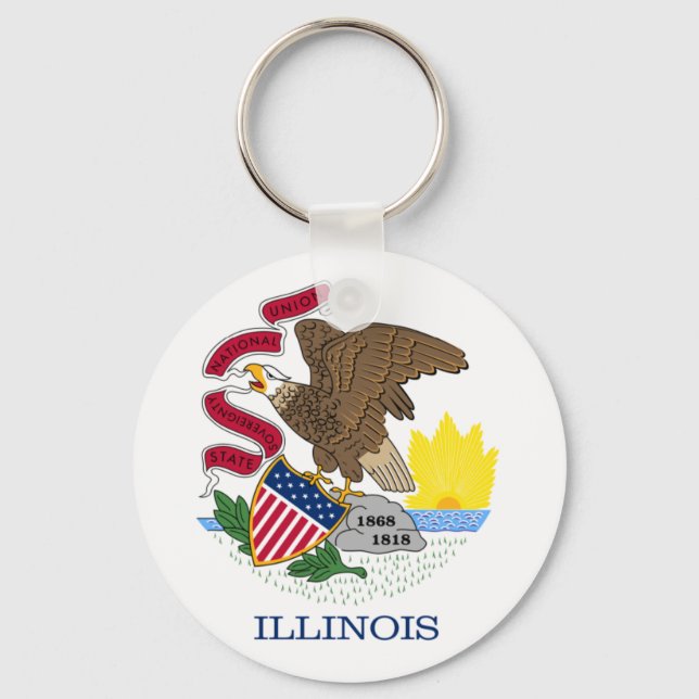 Flagge und Siegel von Illinois Schlüsselanhänger (Vorderseite)
