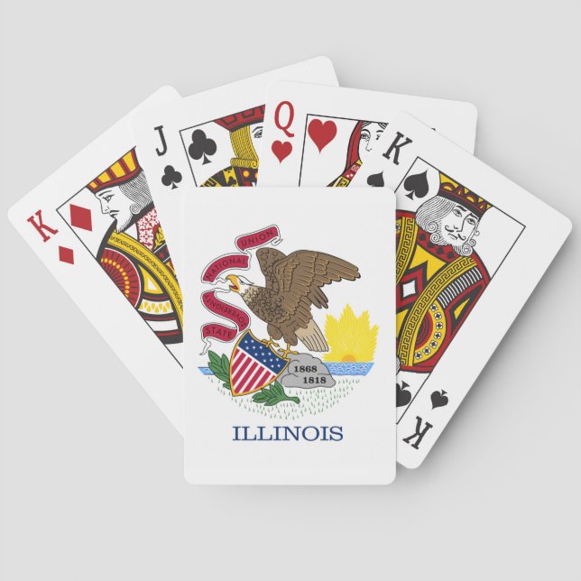 Flagge und Siegel von Illinois Spielkarten (Rückseite)