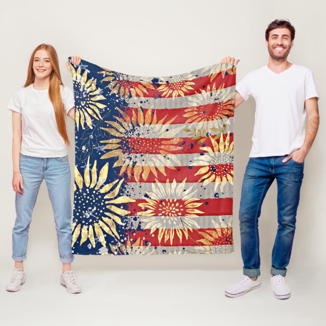 Flagge und Sonnenblumen Fleecedecke (Beispiel)