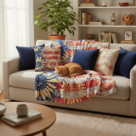 Flagge und Sonnenblumen Fleecedecke