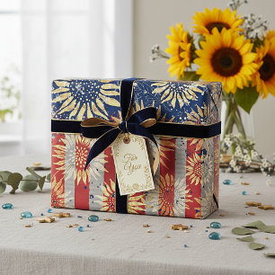 Flagge und Sonnenblumen Geschenkpapier