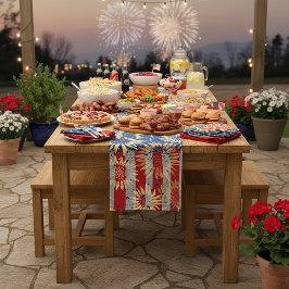 Flagge und Sonnenblumen Mittelgroßer Tischläufer