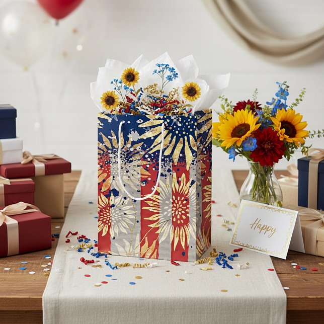 Flagge und Sonnenblumen Mittlere Geschenktüte (Von Creator hochgeladen)