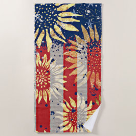 Flagge und Sonnenblumen Strandtuch