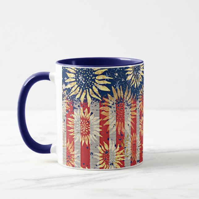 Flagge und Sonnenblumen Tasse (Links)