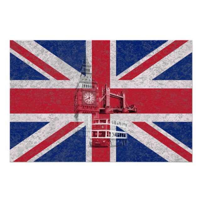 Flagge und Symbole Großbritanniens ID154 Poster (Vorderseite)