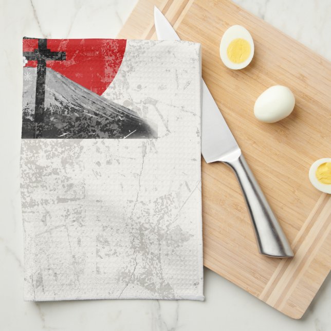Flagge und Symbole Japans ID153 Küchentuch (Viertel Falte)