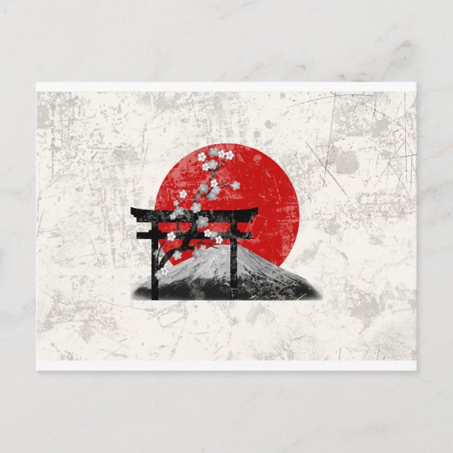 Flagge und Symbole Japans ID153 Postkarte (Vorderseite)