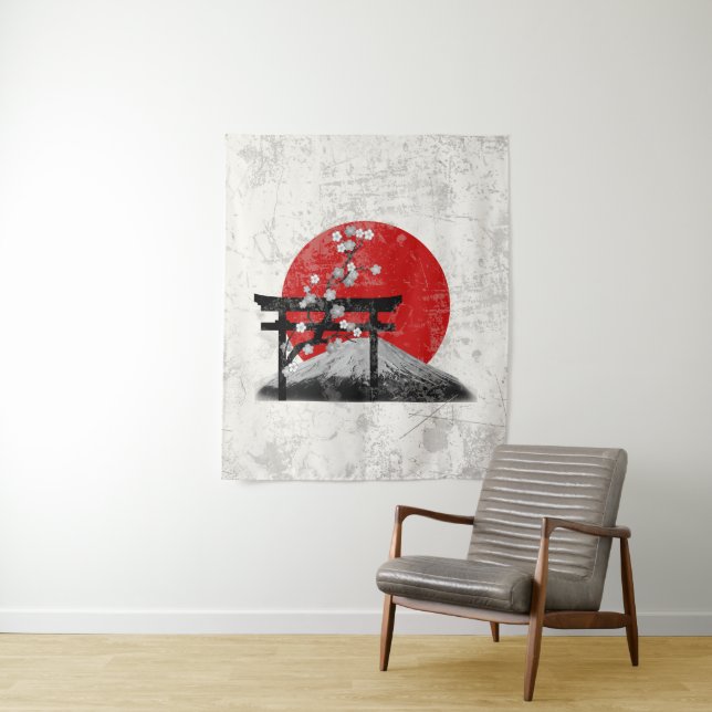 Flagge und Symbole Japans ID153 Wandteppich (Beispiel)
