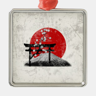 Flagge und Symbole von Japan ID153 Silbernes Ornament