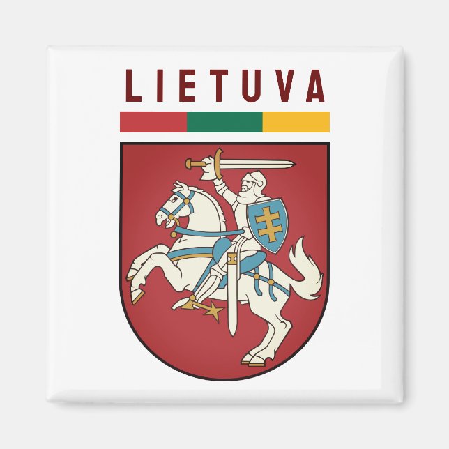 Flagge und Wappen Litauens Magnet (Vorne)
